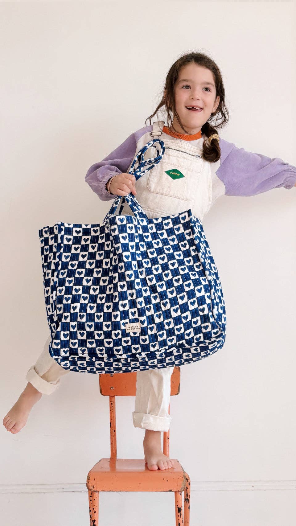 Maison Augustin - Wholesale Tote Bag - Women's - Blue checkered tote0