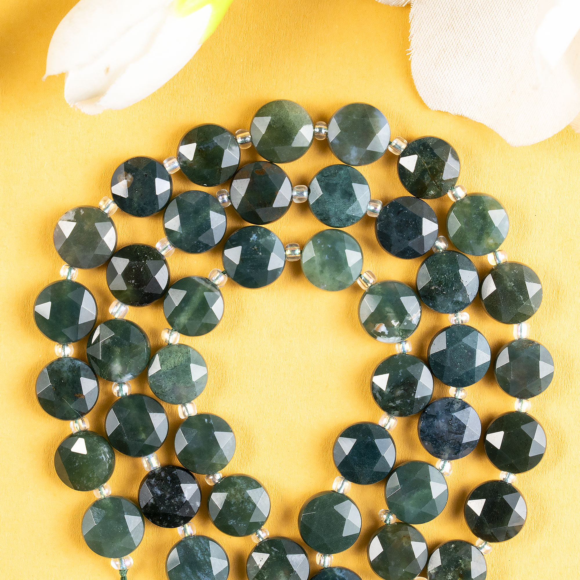 Soothing Crystals Beads - Wholesale Beads - Heishi Disc Beads | Moss Agate | Flat Crystal Beads5