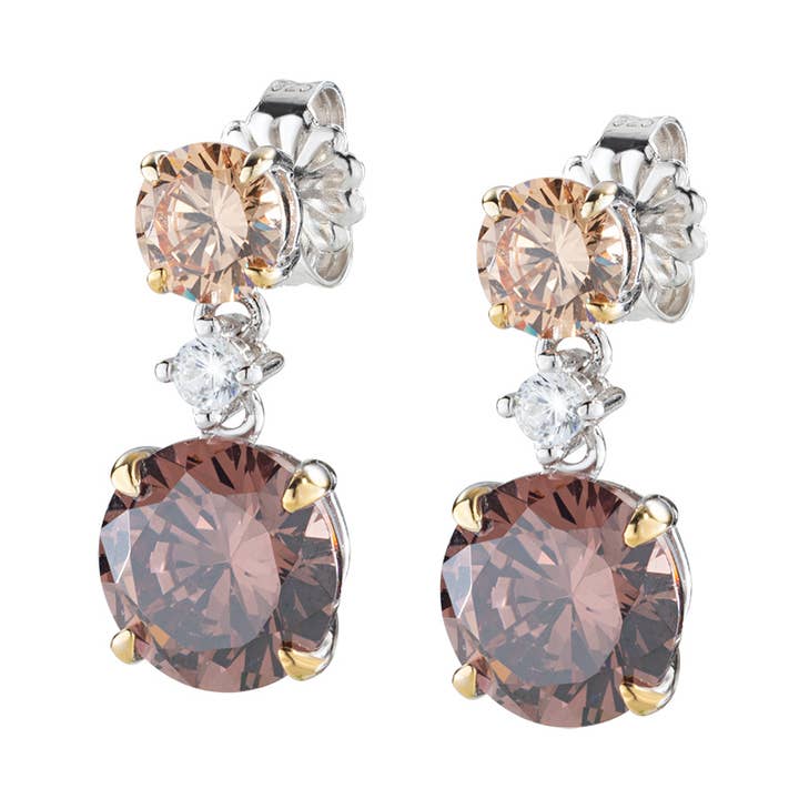 Coffee Cocktail Drop Earrings In Sterling Silver for wholesale by Amen Gioielli