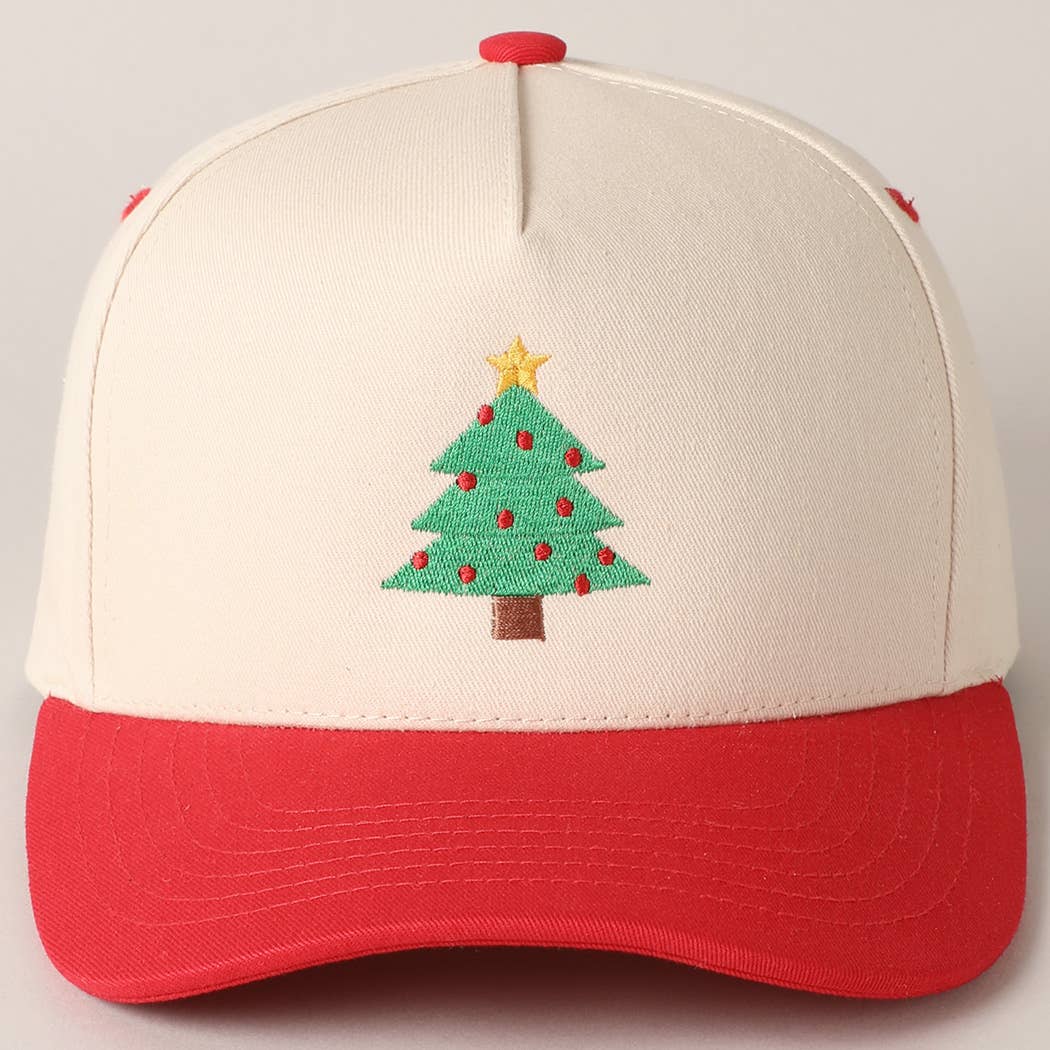Fashion City – wholesale Baseball cap – Women's – Christmas Tree Embroidery Canvas Baseball Cap0