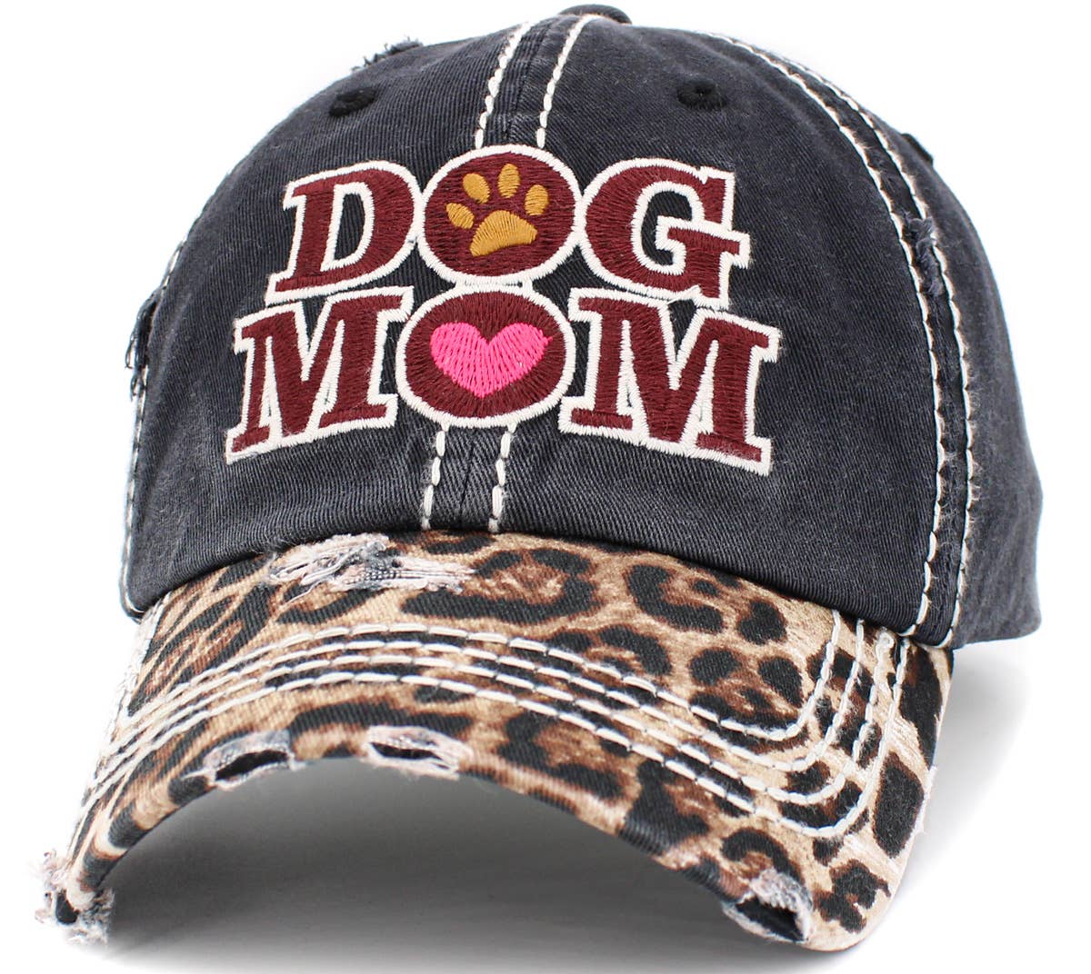 KBETHOS – wholesale Baseball cap – Women's – Dog Mom Leopard Washed Vintage Ballcap0