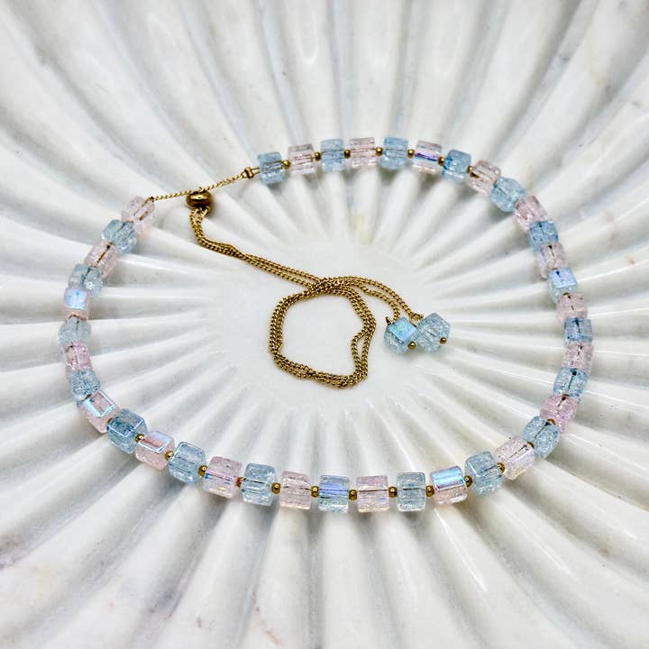Iridescent Aurora Cube Necklace for wholesale by Sochi Styles