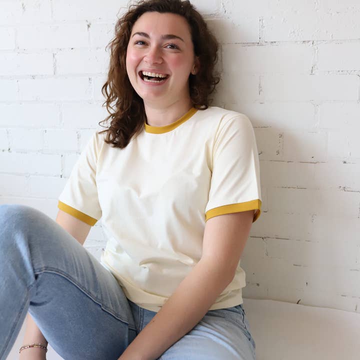 Polished Prints - Wholesale Shirt - Women's - Classic Women's Ringer Tshirt in Mustard, Blank TShirts6