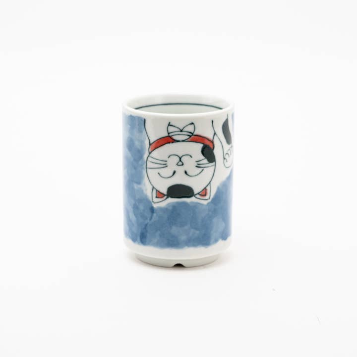 U PLUS INC - Wholesale Coffee Mug - Japanese Maneki-Neko Lucky Cat Porcelain Cup - Blue2