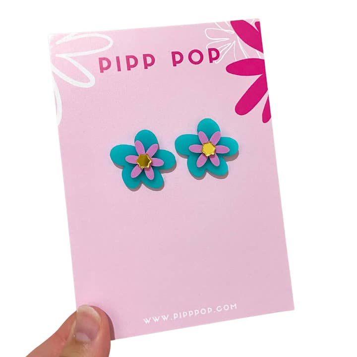 Pipp Pop - Wholesale Stud/Post Earrings - Jessie Flower Studs - 12 Colours Available10