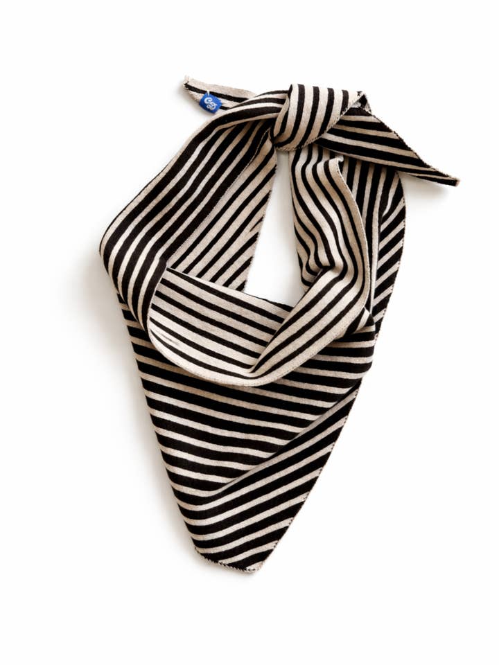 Tina Cotton Cashmere Stripe Triangle Scarf in Espresso Combo for wholesale by Chicky Dickies