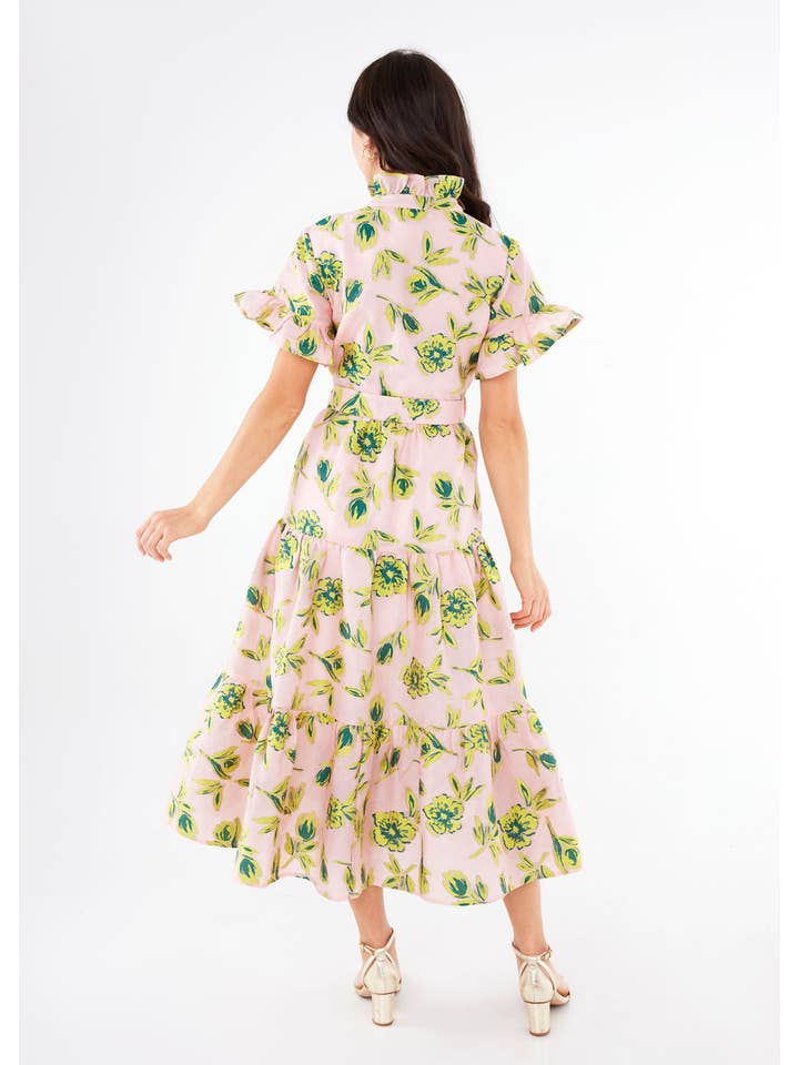 Sadie Maxi Dress Pink Tropical Tulip Jacquard for wholesale on Faire3