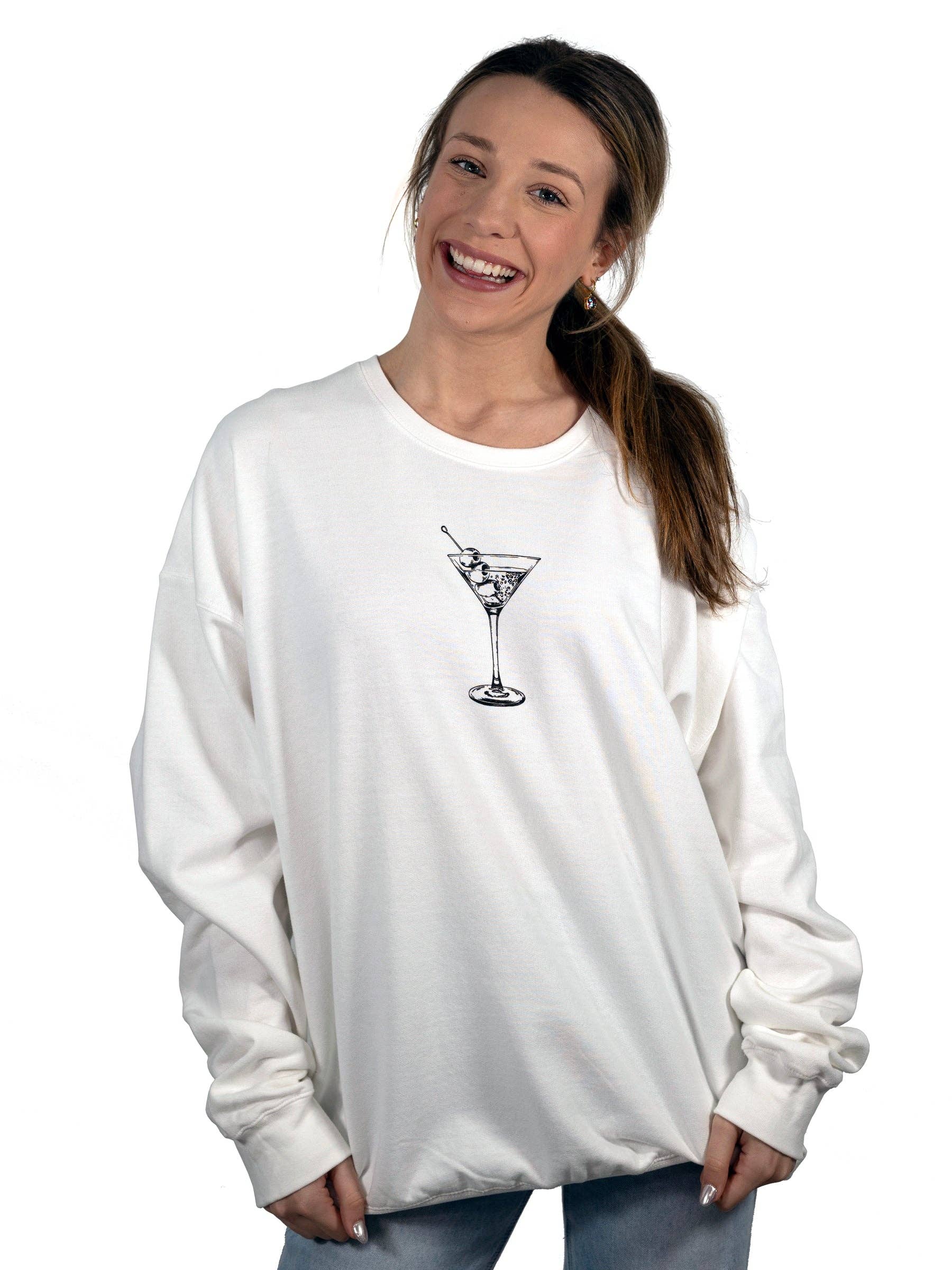 Grafica SS/multicolore bianca Felpa Martini Recipe in vendita all'ingrosso su Faire1