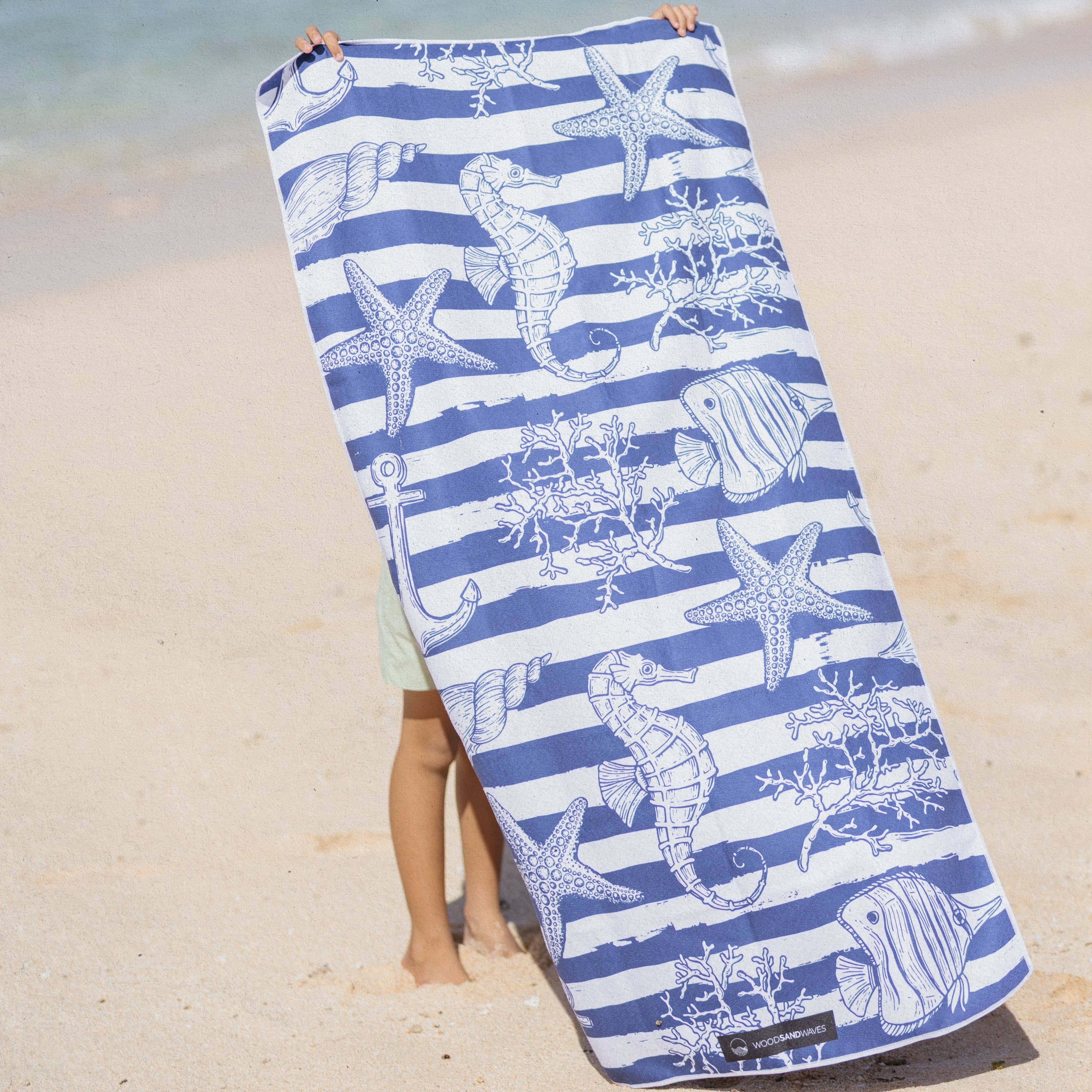 WOODSANDWAVES - Wholesale Beach Towel - Tidal Treasures - Beach Towel for Kids - non-toxic, quick-drying & gentle on the skin (140cm x 70cm)0