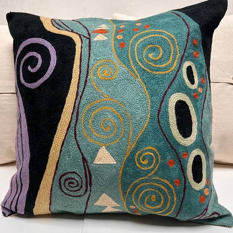 Almofada Chainstitch Klimt Marine 18" #3 por atacado de natural habitat