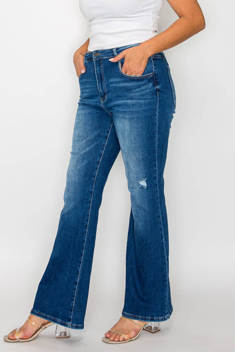 Blå PLUS SIZE HØJTALJET BOOT CUT BEN #BT5022X for engroshandel på Faire9