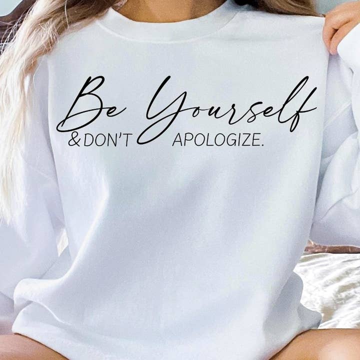 Sê Mesmo e Não Peça Desculpa Crew Sweatshirt por atacado de Peach Closet