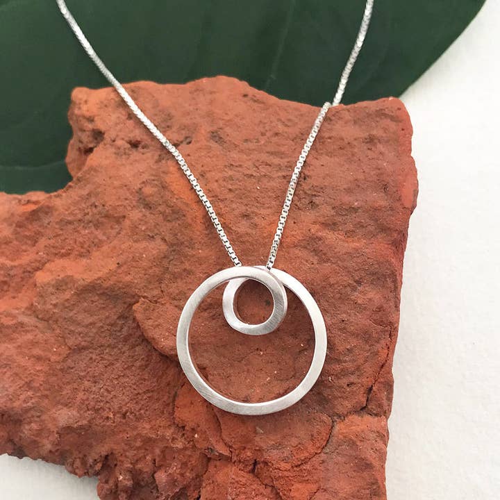 Circle In Circle Necklace - Sterling Silver, Indonesia for wholesale by Women's Peace Collection