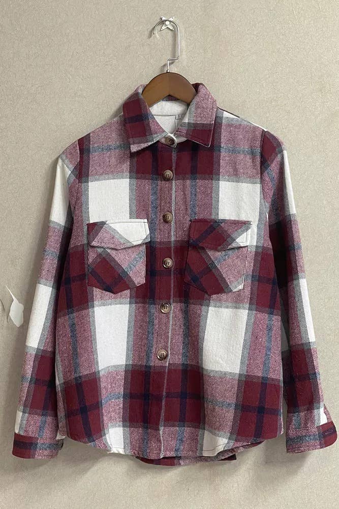 UNISHE - Wholesale Shirt Jacket/Shacket - Women's - TOPW439 Plaid Flannel Shacket Jacket8