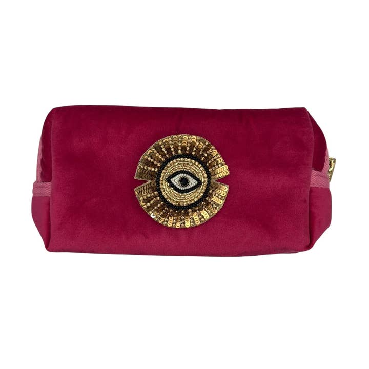 Bolsa de maquilhagem pequena em rosa vivo com broche removível por atacado de Sixton London