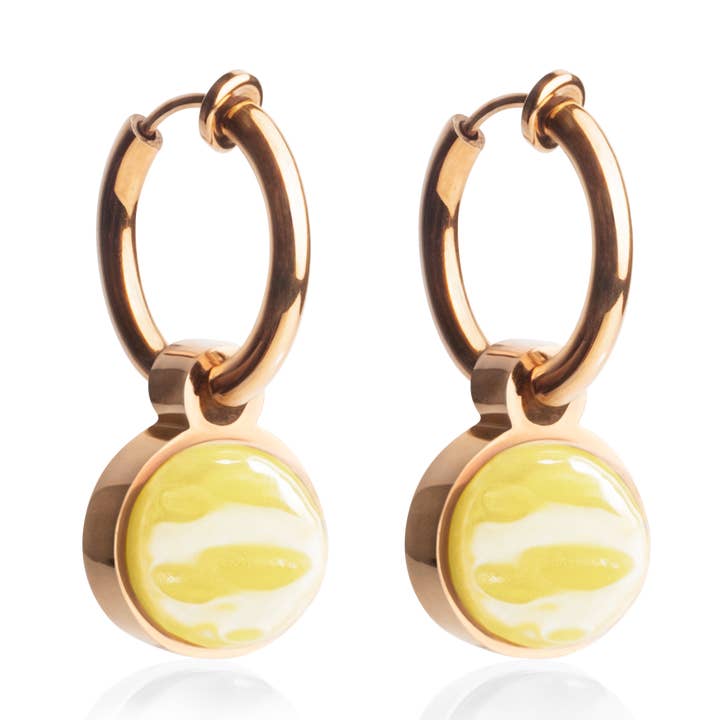 Clips d'oreilles Mix & Match avec pendentif• rosé/jaune citron • 14 mm pour la vente par ALEXASCHA