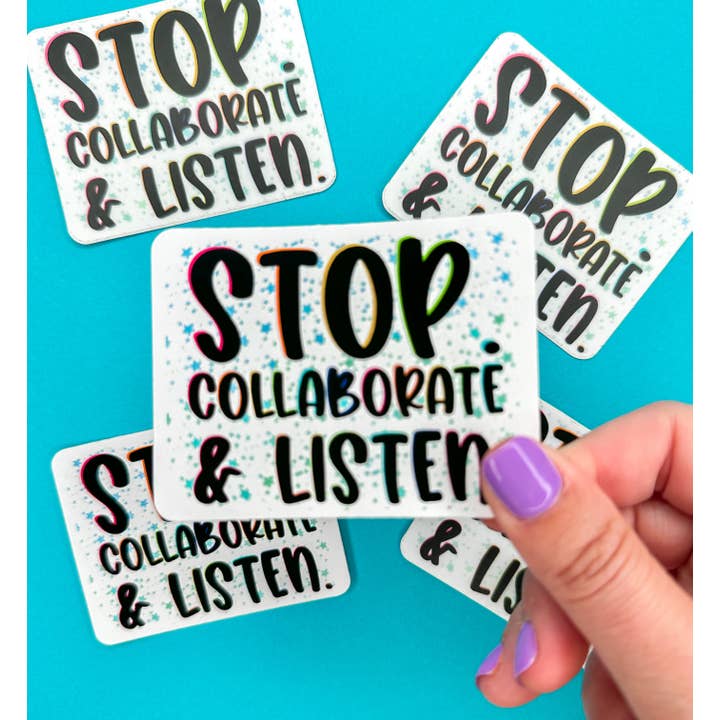 90's Collaborate and listen sticker- Teacher Sticker for wholesale by Ronnie Michele Designs