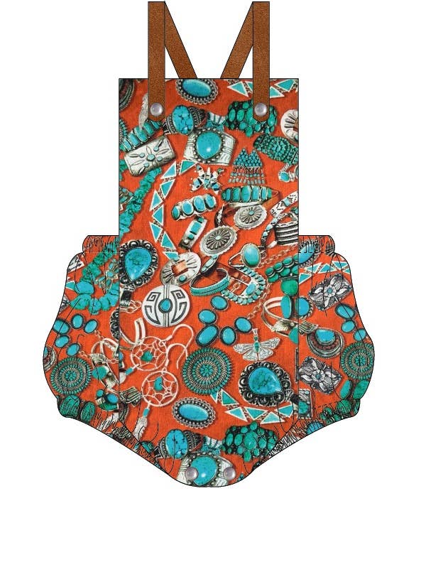 Turquoise Jewelry Romper with Leather Straps for wholesale by Selvedge Dry Goods
