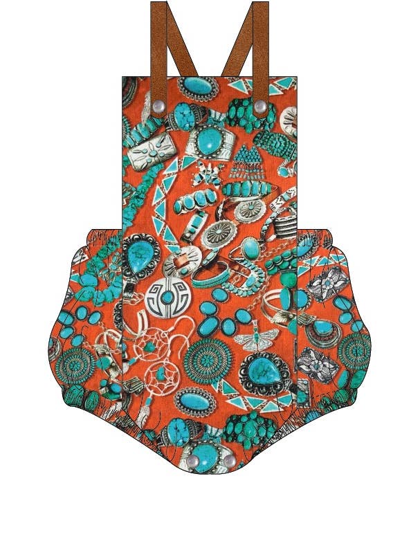 Barboteuse à bijoux turquoise à bretelles en cuir pour la vente par Selvedge Dry Goods