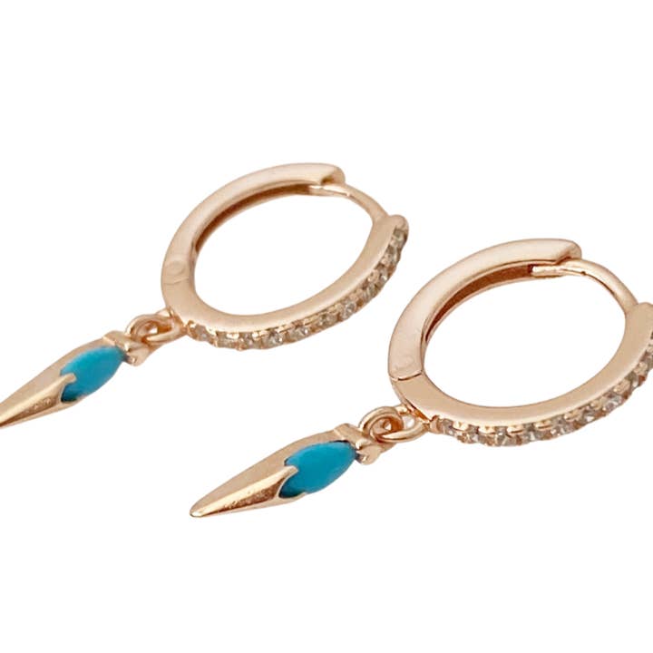 Orecchini a goccia in oro rosa turchese Sia per la vendita all'ingrosso da parte di Blush & Co