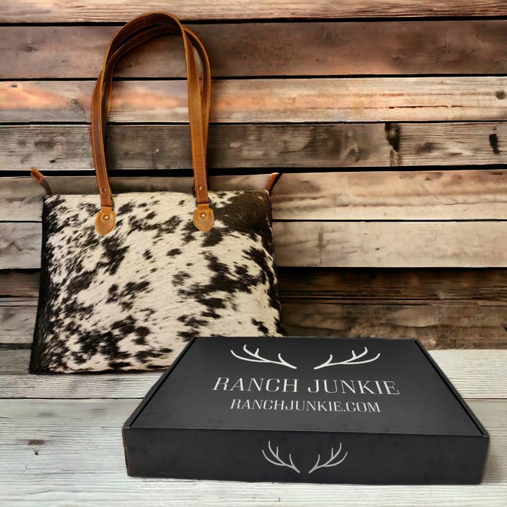 Ranch Junkie - Wholesale Tote Bag - Women's - Genuine Cowhide Large Tote Highlands Black Cowhide Tote2