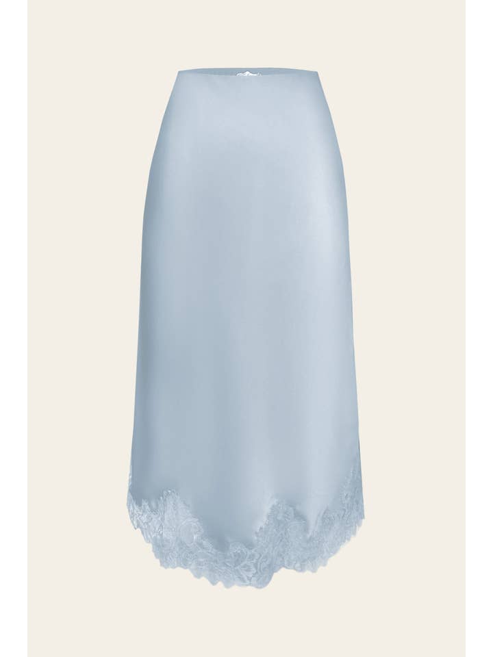 Dress Forum - Venta al por mayor Falda - Mujer - Falda lápiz de satén opaco con dobladillo de encaje (1)31