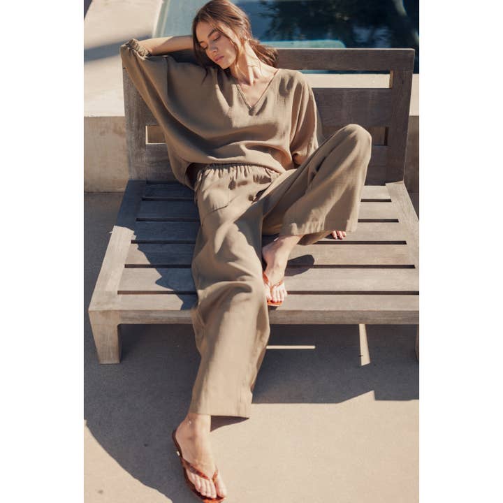 RUFFLE WAIST WITH TIE FULL LENGTH PANTS for wholesale by FUN2FUN