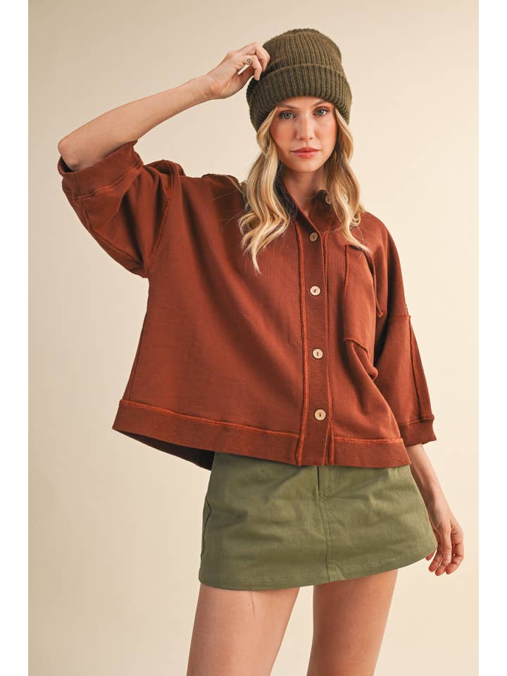 Klesis - Vente Chemise à col boutonné – femme - IJ1589 CHEMISE UNIE SURDIMENSIONNÉE À BOUTONS ET POCHE AVANT19