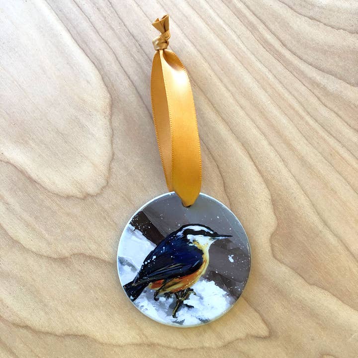 Adorno de nuthatch de pecho rojo para venta al por mayor de Art by Alyssa