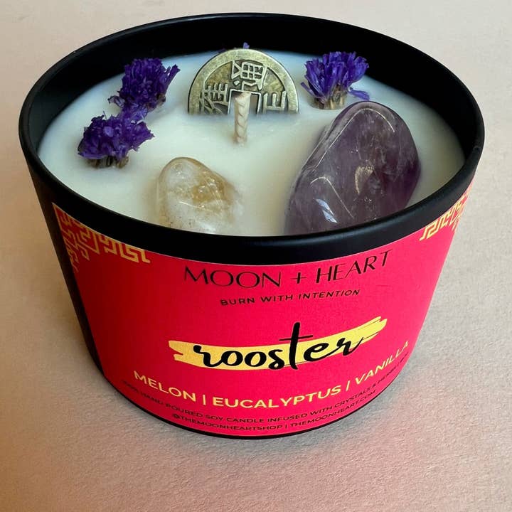 ROOSTER Chinese ZODIAC | Intentiekaarsen | Chinese astrologiekaars | Manifestatiekaars | Dierlijke dierenriemkaars voor wholesale door The Moon+Heart