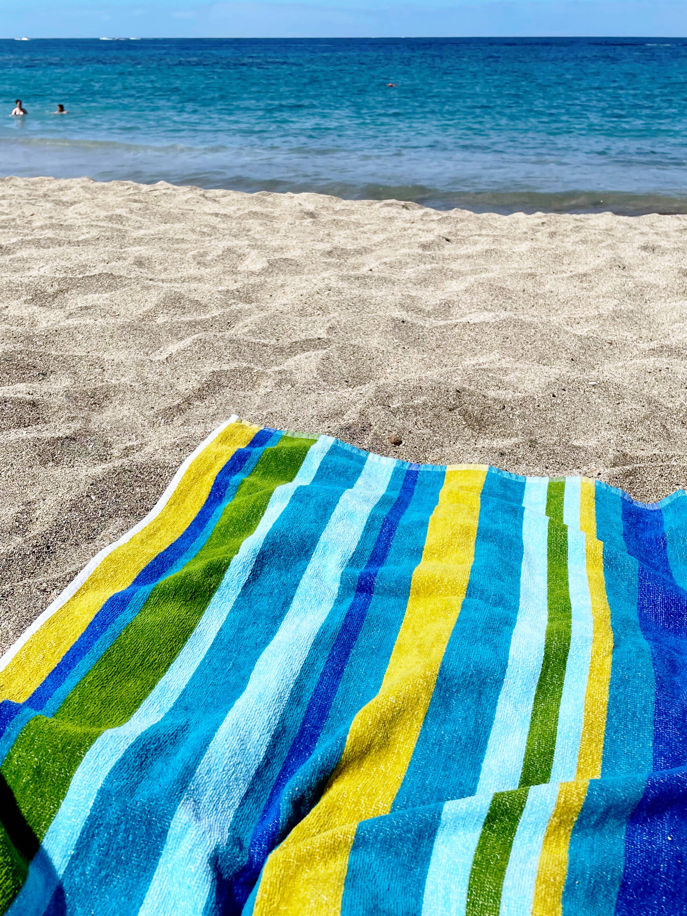 Allure Bath Fashions - Wholesale Strandlaken - Velours gestreept strandlaken - 100% katoen roze / blauw7