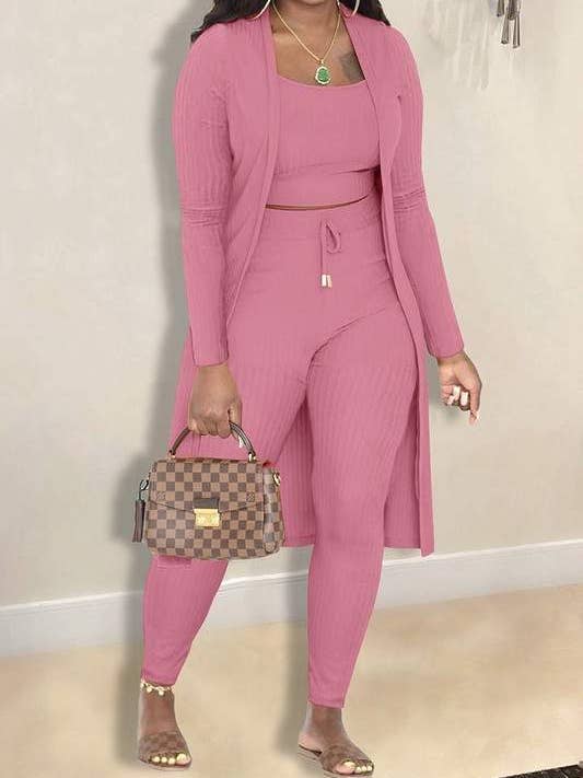 Flarix - Wholesale Hemd- en rokset - Dames - geribbelde 3-delige tankbroek met cropbroek en trainingspak7