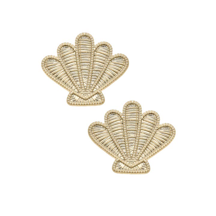 Canvas Style - Wholesale Stud/Post Earrings - Shelia Scultped Wicker Stud Earrings in Natural