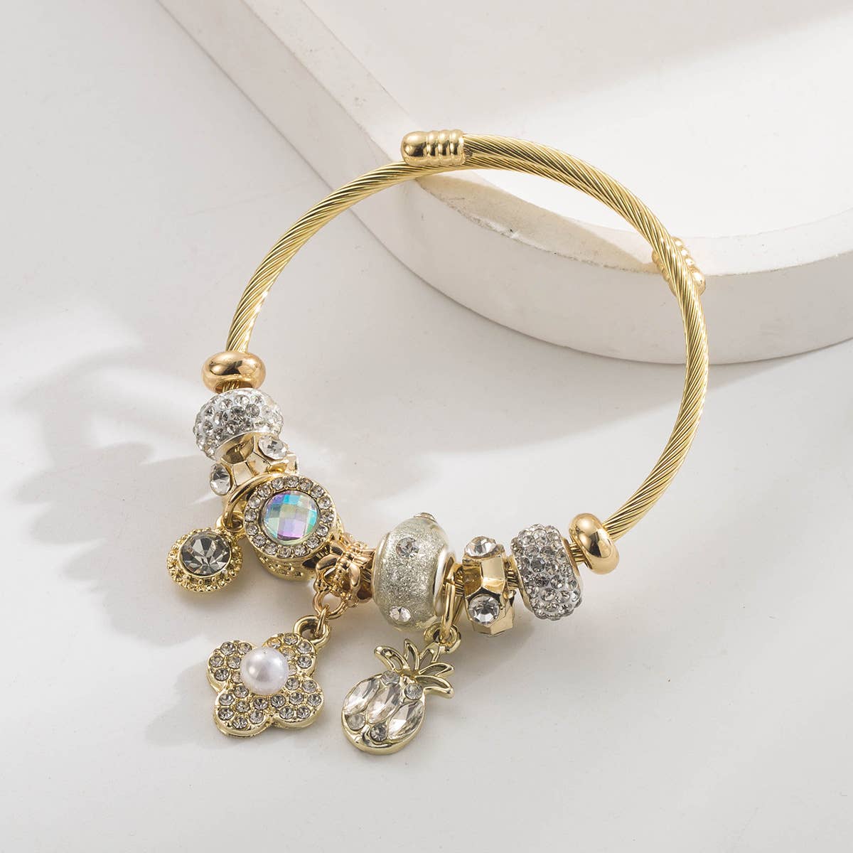 ACCITY - Wholesale Charm/Dangle Bracelet - Pearl Flower Pineapple Charm Bracelet_CWAJE058932