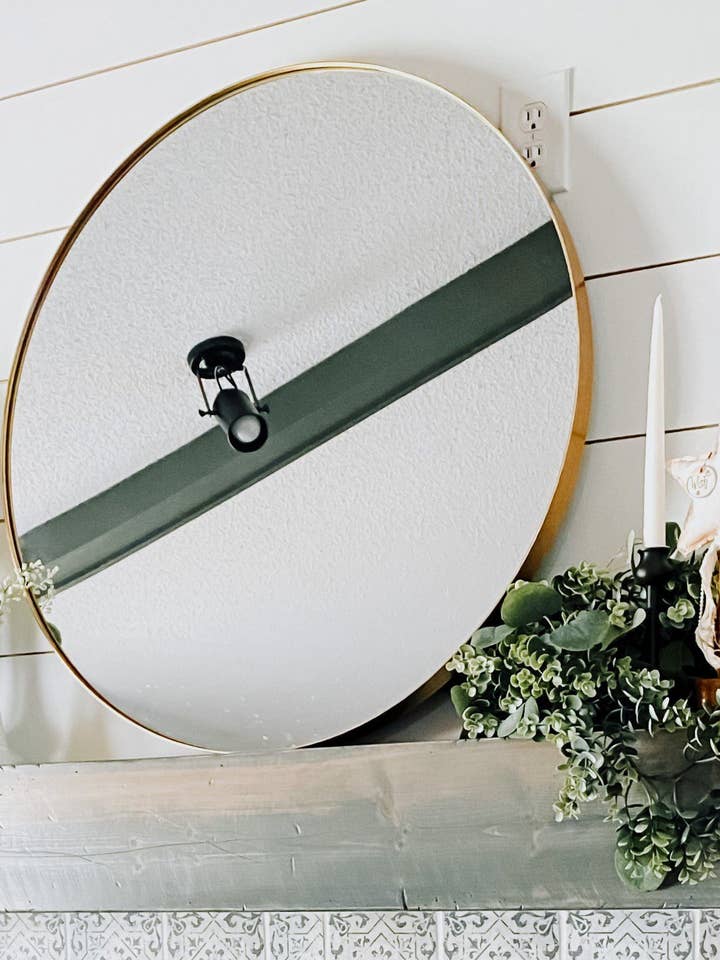 Cheyenne Gold Round Framed Mirror for wholesale by Frame My Mirror, LLC