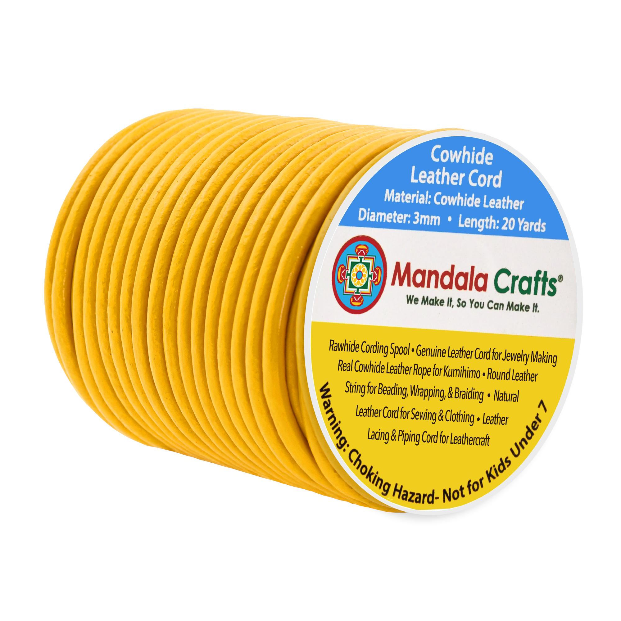 Mandala Crafts - Wholesale Craft Supplies - Mandala Crafts Round Cowhide Genuine Leather String Cord, Natural Rawhide Rope for Jewelry Making, Kumihimo Braiding, Shoelaces74