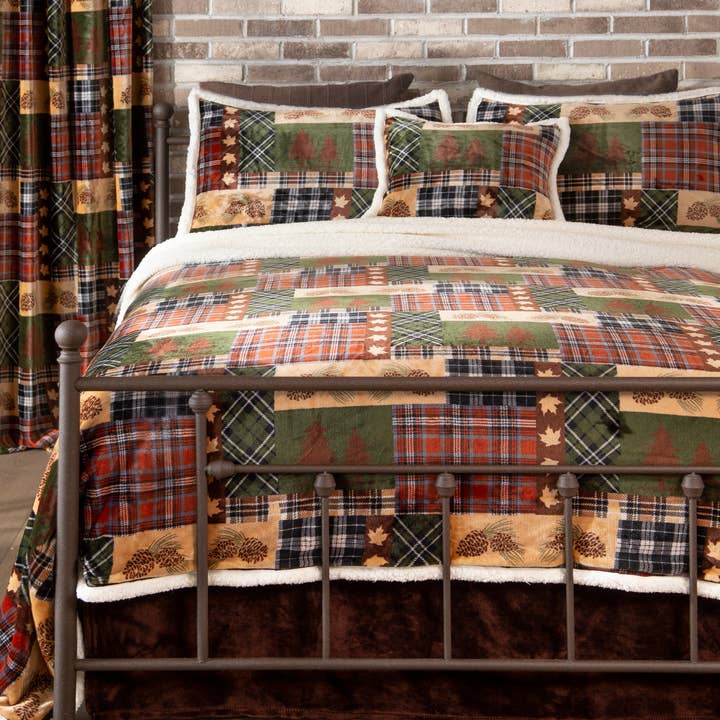 Carstens, Inc. - Wholesale Bedding Set - Tree Plaid Plush Sherpa Comforter Set