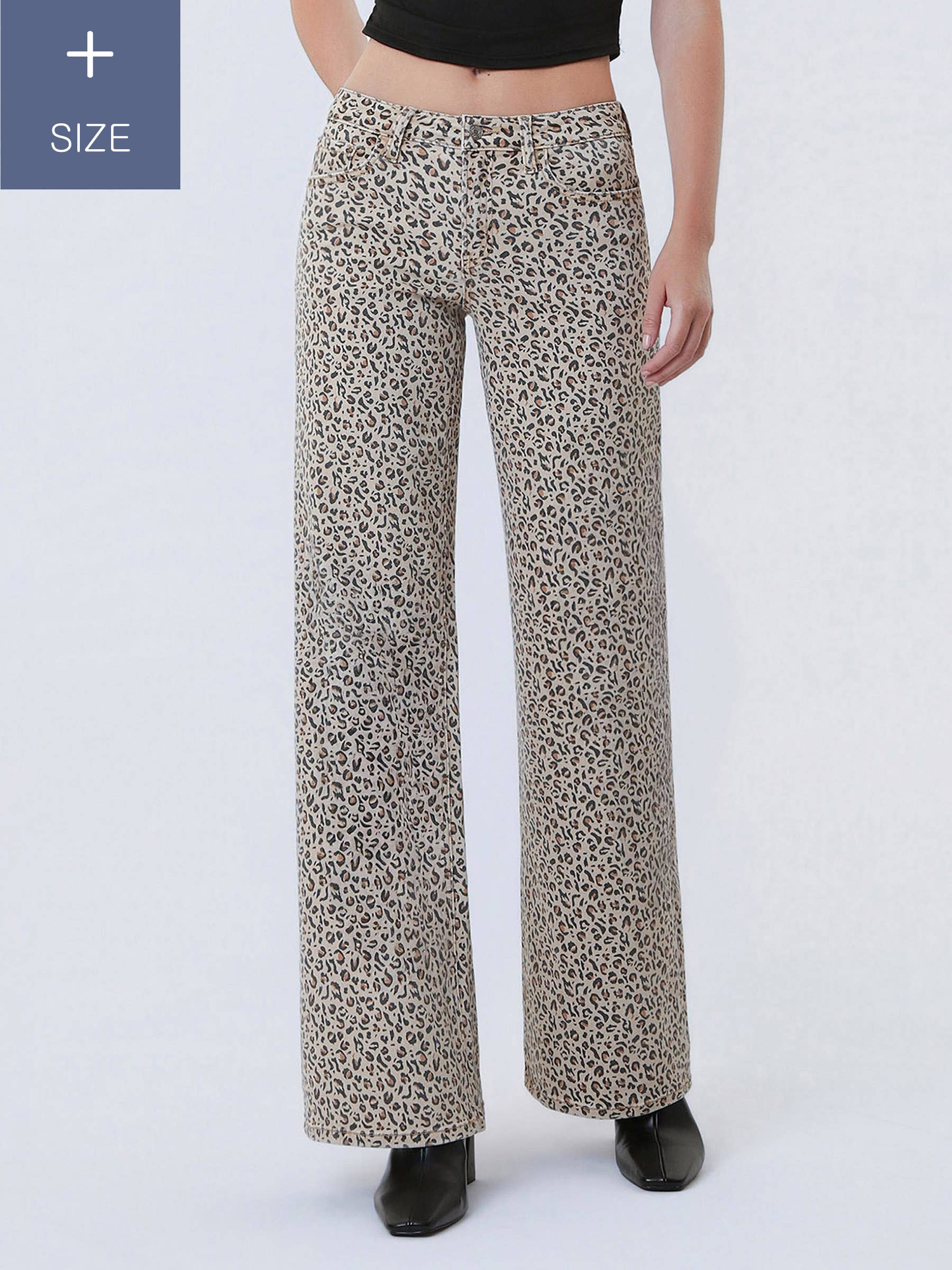 PLUS SIZE MID RISE LEOPARD PRINT WIDE LEG JEANS LV2178LPD-P for wholesale on Faire0