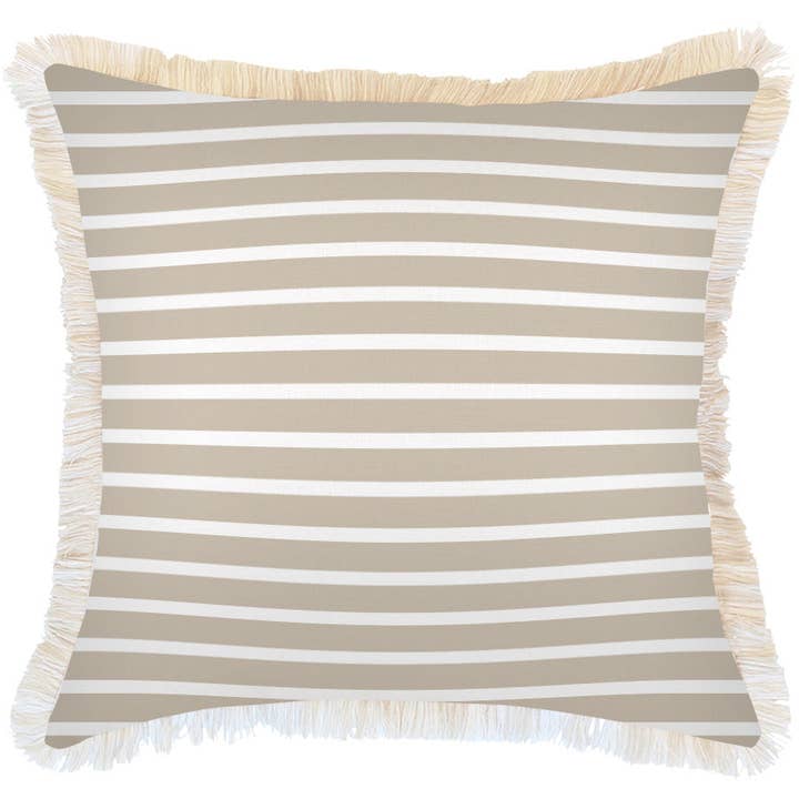 Funda de cojín-Flecos costera-Hampton Stripe Beige-60 cm x 60 cm para venta al por mayor de Escape To Paradise