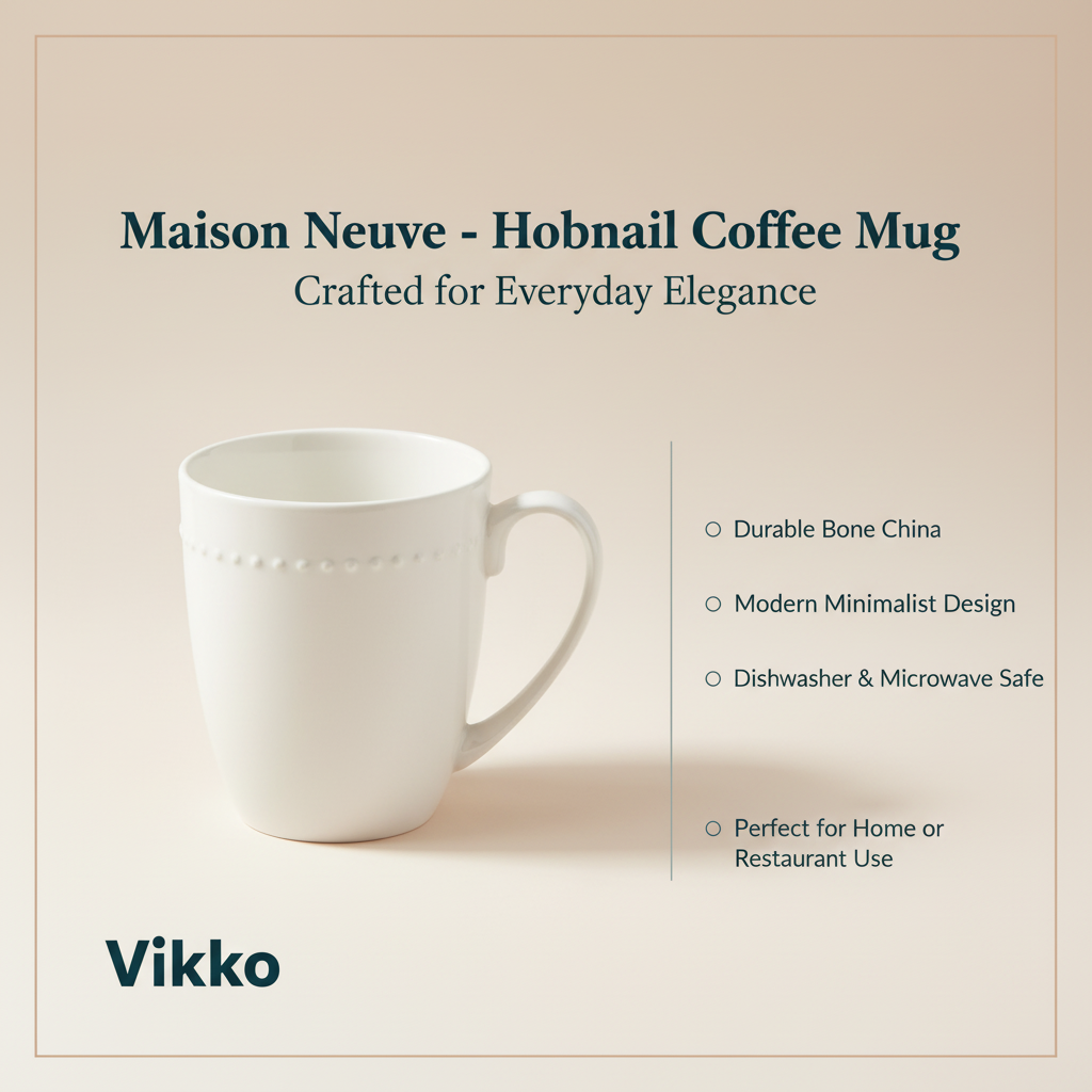 Kadra Kitchenware - Wholesale Coffee Mug - Maison Neuve - Hobnail, Bone China Coffee Mug3