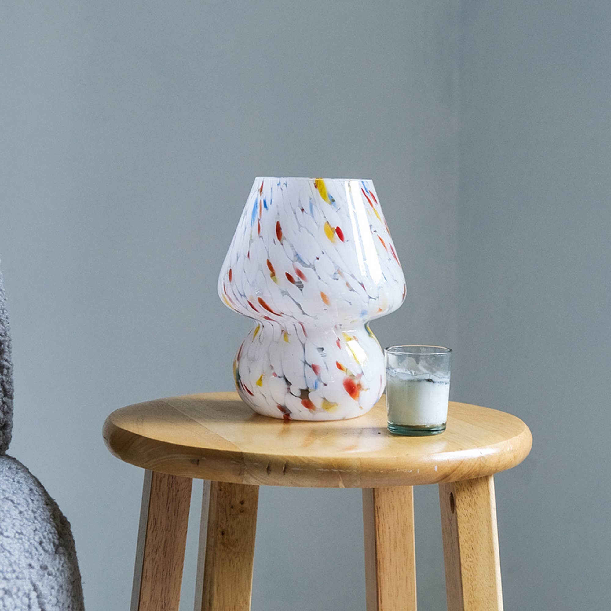 Humber - Wholesale Accent/Desk Lamp - Glass Mini Mushroom Lamp, Color Confetti