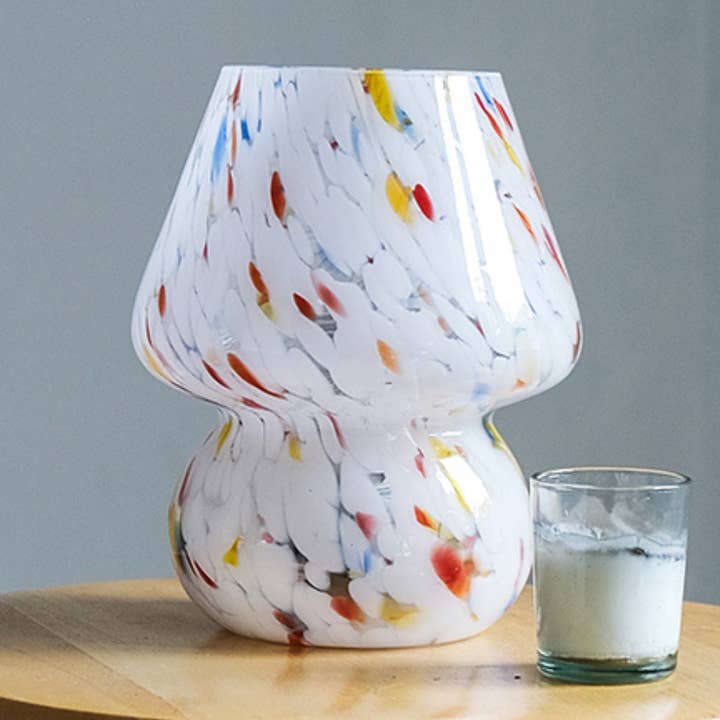Glass Mini Mushroom Lamp, Color Confetti for wholesale by Humber