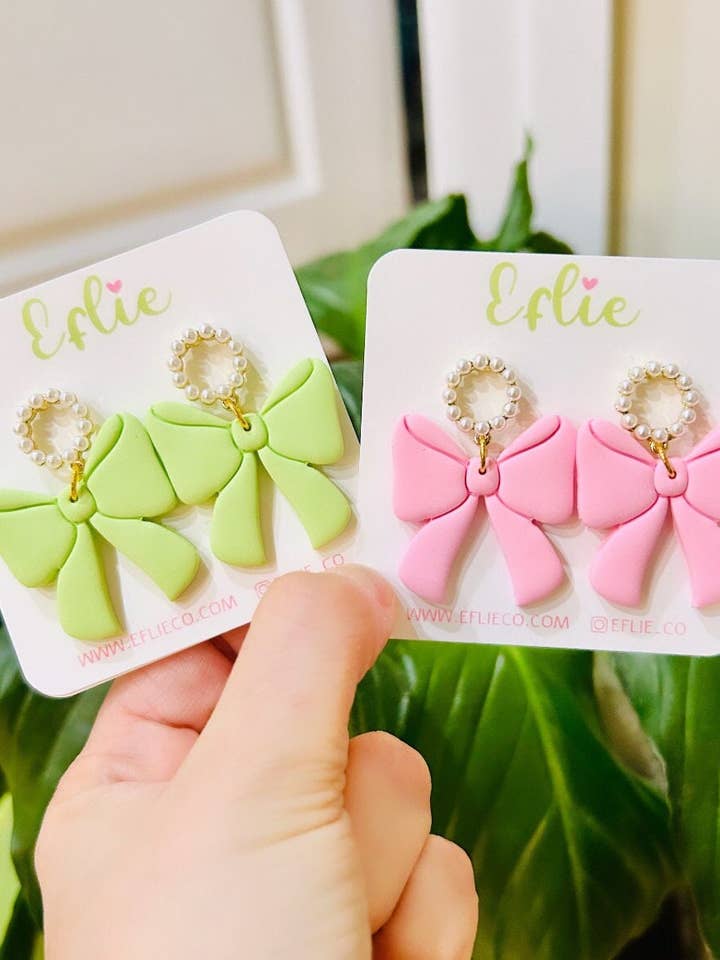 Princess Bow Pearl Dangle Øreringe Romantisk smykkegave for engroshandel hos Eflie