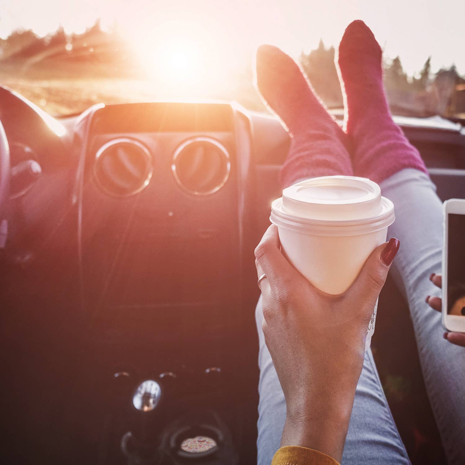 CounterArt/Highland Home/Thirstystone - Wholesale Car Coaster - Women's - "Watercolor Butterflies" Absorbent Stone Car Coaster 1pk5