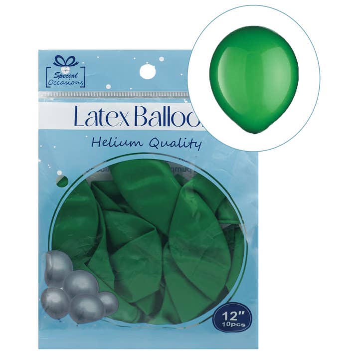 Festive Green Latex Party Balloon, 12in, 10ct for wholesale by Angels Craft