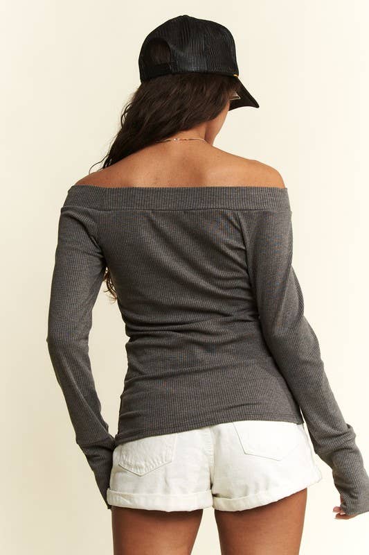 JADE BY JANE - Wholesale Knit Top - Women's - Solid Ribbed Off Shoulder Top33