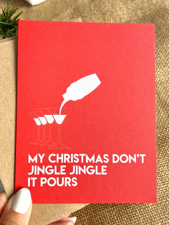 Sjovt julekort Min jul Don't Jingle Jingle for engroshandel hos Five Dot Post
