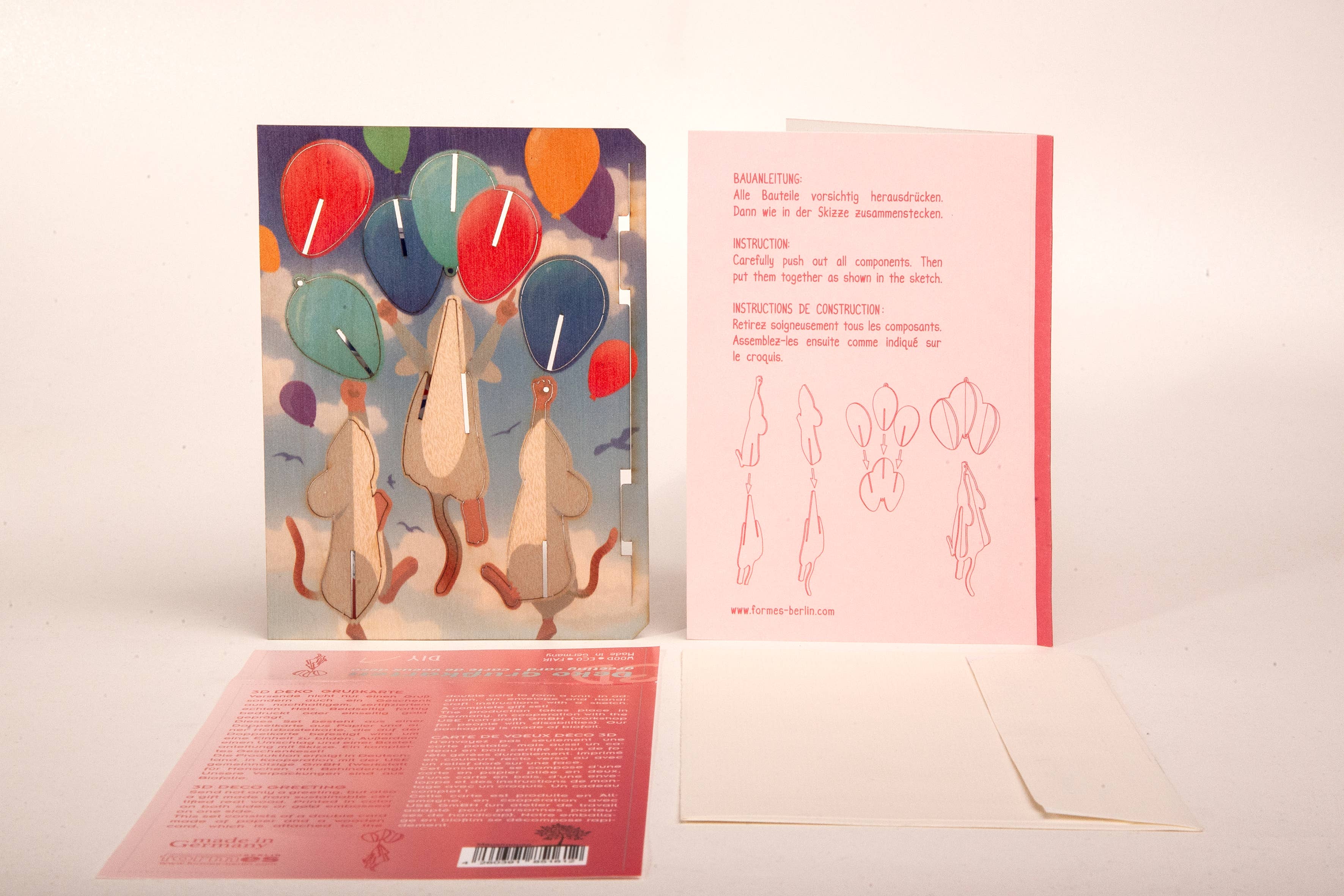 Formes Berlin GbR – postal de felicitações por atacado – Cartão de saudação decorativo 3D de rato3