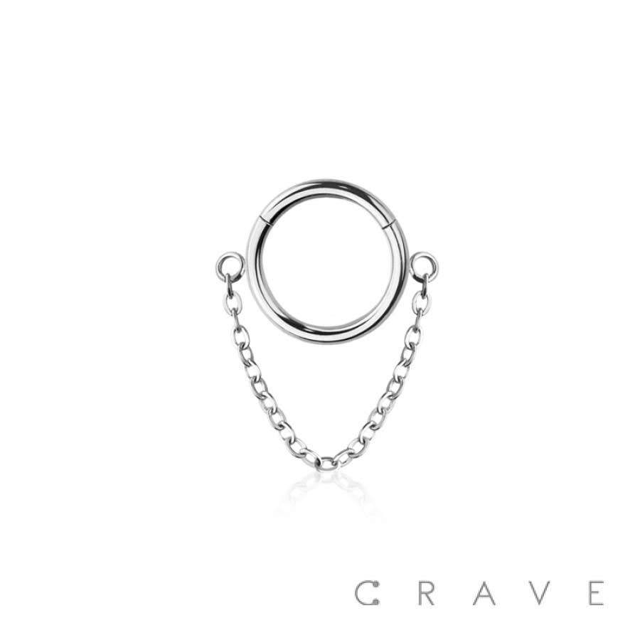 CRAVE - Wholesale Single Earring - 316L SURGICAL STEEL HINGED SEGMENT HOOP RING SINGLE LINE CHA3