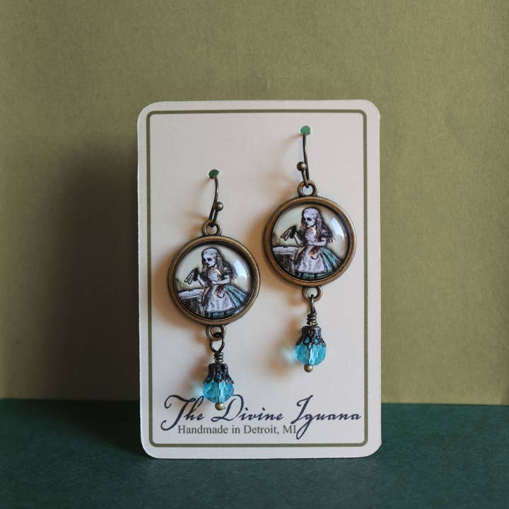 The Divine Iguana - Wholesale Dangle Earrings - Alice in Wonderland "Drink Me" Victorian Earrings5